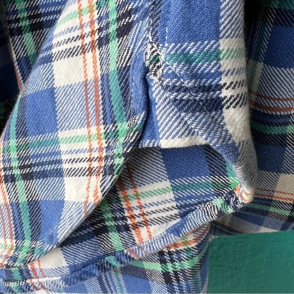 Madewell Flannel Plaid Shirt Medium Blue Cream Green Button Up Shirt Size Medium - Picture 4 of 6